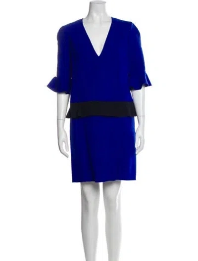 Pre-owned Roksanda V-neck Mini Dress In Blue