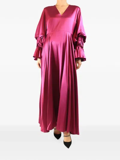 Pre-owned Roksanda V-neck Ruffled Midi Dress In Pink