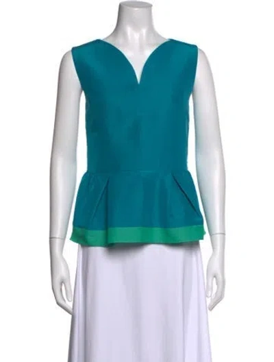 Pre-owned Roksanda V-neck Sleeveless Top W/ Tags In Blue