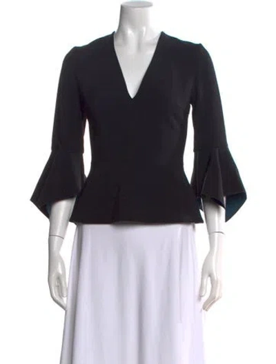Pre-owned Roksanda V-neck Three-quarter Sleeve Top In Black