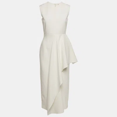 Pre-owned Roksanda White Crepe Ruffled Midi Dress S