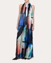 Roksanda Silk Abstract Print Maxi Dress In Blue Pink