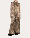 Roksanda Arneau Feather Print Wide-leg Pants In Gold