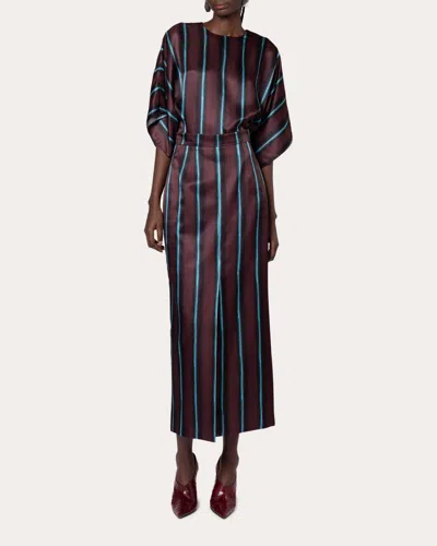 Roksanda Women's Huda Stripe Silk Slit Pencil Skirt