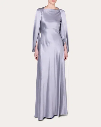 Roksanda Women's Kami Cape-effect Silk-satin Gown In Grey
