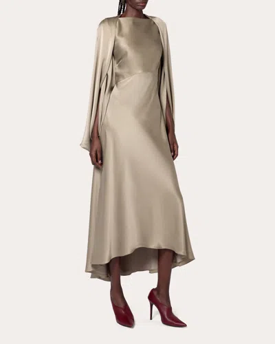 Roksanda Women's Koda Silk Satin Cape-sleeve Midi Dress