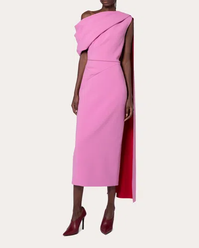 Roksanda Women's Maite Crepe Asymmetric Cape Midi Dress