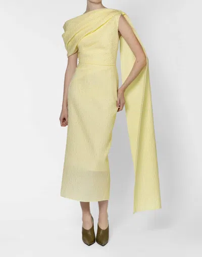 Roksanda Womens Limoncello Maite Asymmetric Draped Textured Dress In Yellow