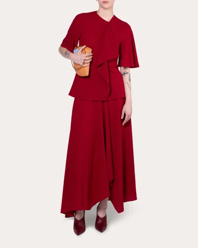 Roksanda Women's Naiara Crepe Folded Drape Top In Red
