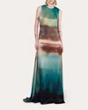 Roksanda Women's Sylas Abstract Satin Twisted Racerback Gown In Blue