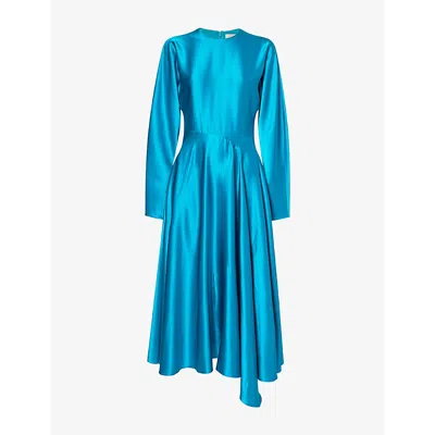 Roksanda Womens Azure Yelin Long-sleeve Silk Midi Dress In Blue