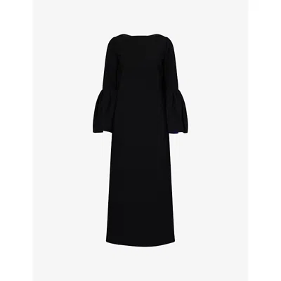 Roksanda Womens Black / Iris Anniv Dubois Puff-sleeve Woven Midi Dress