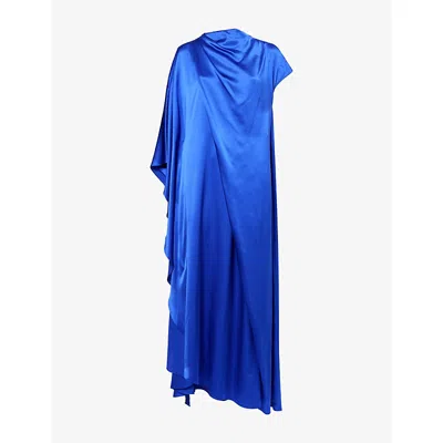 Roksanda Womens Persian Blue Hiba Draped Silk Midi Dress