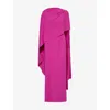 Roksanda Demetria Cape-effect Pleated Crepe Gown In Fuchsia