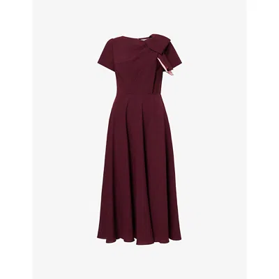 Roksanda Womens New Bordeaux / Pele Luna Asymmetric Woven Midi Dress In Brown