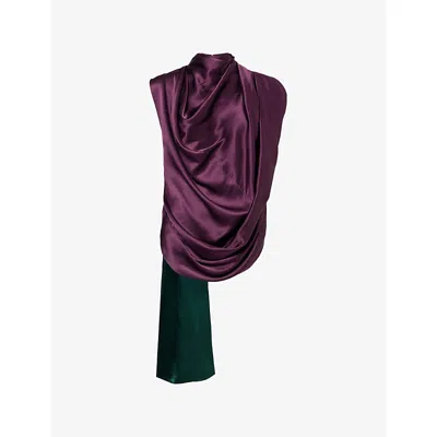 Roksanda Womens Aubergine Vesper Draped Silk Top In Purple