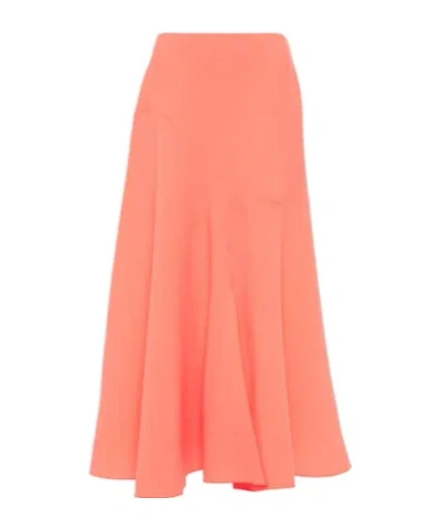 Roksanda Wool Crepe Midi Skirt In Orange