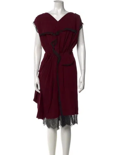Pre-owned Roksanda Wool Midi Length Dress In Burgundy