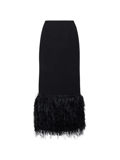 Roksanda Zari Midi Feather-trim Skirt In Black