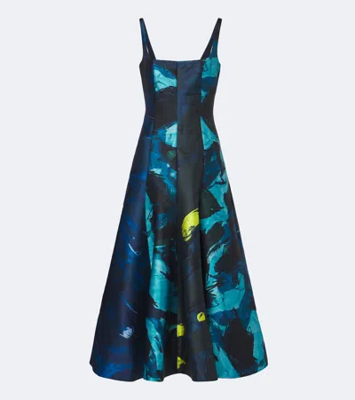 Roksanda Zelia Printed Satin-twill Midi Dress In Blue