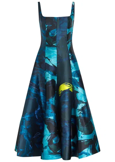 Roksanda Zelia Printed Satin-twill Midi Dress In Multicoloured