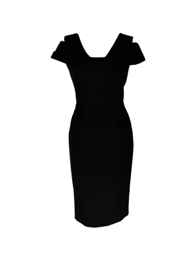 Pre-owned Roland Mouret 2010-2020s V-neck Midi Dress In Black