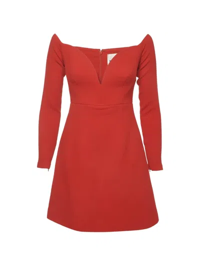 Pre-owned Roland Mouret 2023 Bustier Long-sleeve Mini Dress In Red