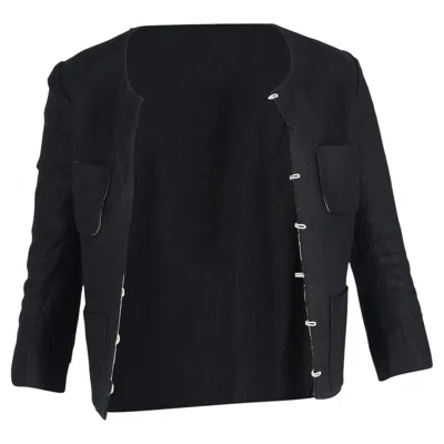 Pre-owned Roland Mouret 3/4 Sleeve Jacket In Black Linen