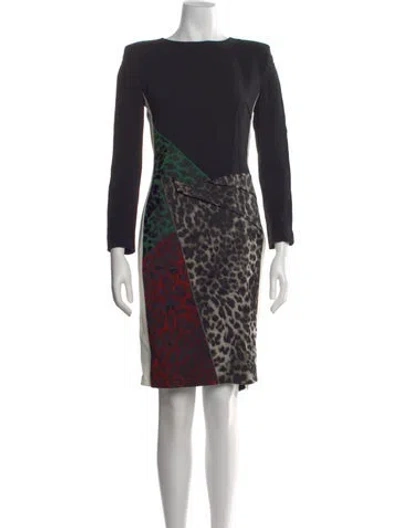 Pre-owned Roland Mouret Animal Print Knee-length Dress In Black