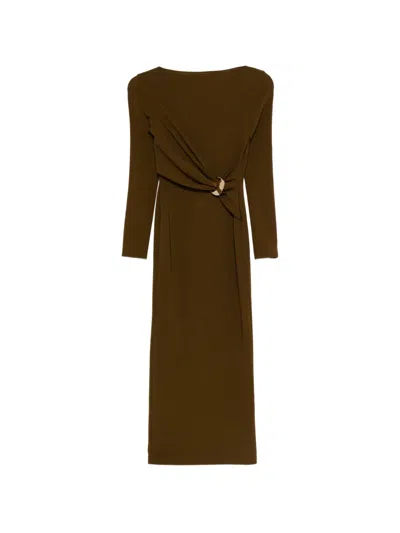 Roland Mouret Appliqué-detail Midi Dress In Brown