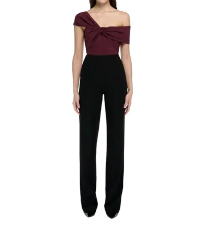 Roland Mouret Assymetric Stretch Cady Top In Maroon In Burgundy
