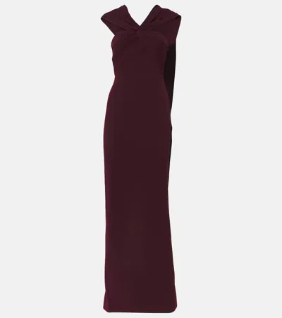 Roland Mouret Asymmetic Cady Gown In Floor-length Lightweight Cady Detail