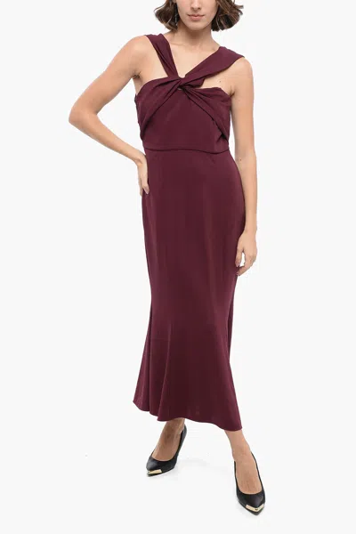 Roland Mouret Asymmetric Cady Dress With Criss Cross Detail In Purple