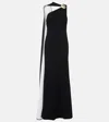 Roland Mouret Embellished Asymmetric Light Cady Gown In Black