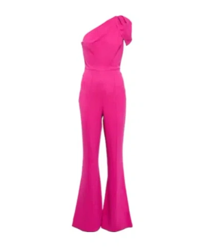 Roland Mouret Asymmetric Crepe Jumpsuit In Pink