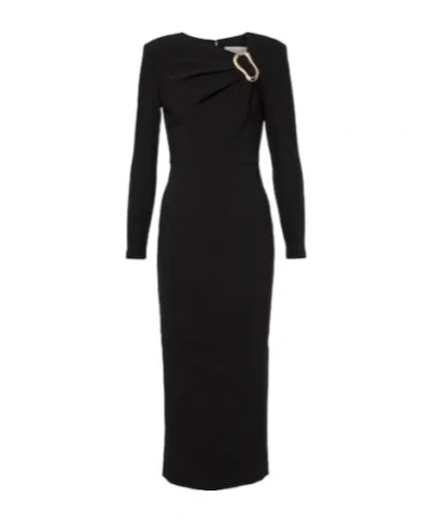 Roland Mouret Womens Black Asymmetric-neckline Crepe Midi Dress
