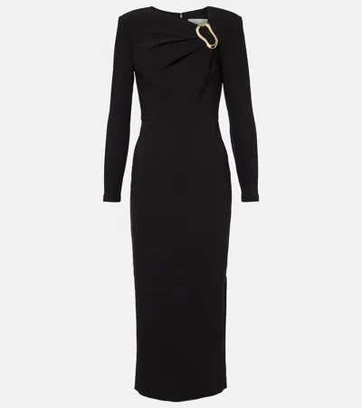 Roland Mouret Womens Black Asymmetric-neckline Crepe Midi Dress