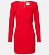 Roland Mouret Long Sleeve Crepe Mini Dress In Red