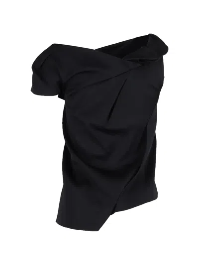 Pre-owned Roland Mouret Asymmetric Draped Top In Black
