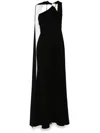 Roland Mouret Embellished Asymmetric Light Cady Gown In Black