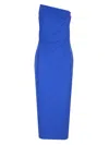 ROLAND MOURET ASYMMETRIC MIDI DRESS IN BLUE CREPE