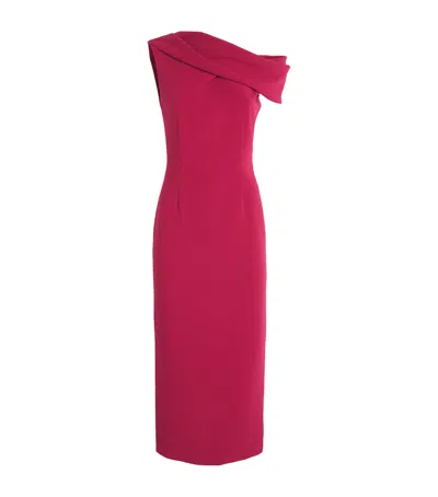 Roland Mouret Asymmetric Midi Dress In Pink