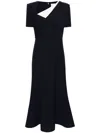 Roland Mouret Asymmetric-neck Crepe Maxi Dress In Blue