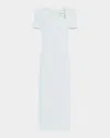 Roland Mouret Short Sleeve Heavy Cady Belted Midi Dress In Blue
