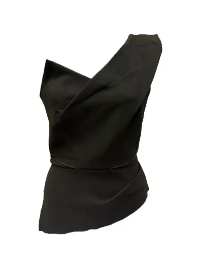Pre-owned Roland Mouret Asymmetric One-shoulder Top In Green