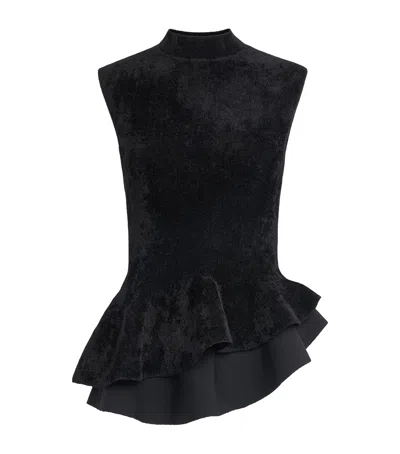 Roland Mouret Asymmetric Peplum Top In Black