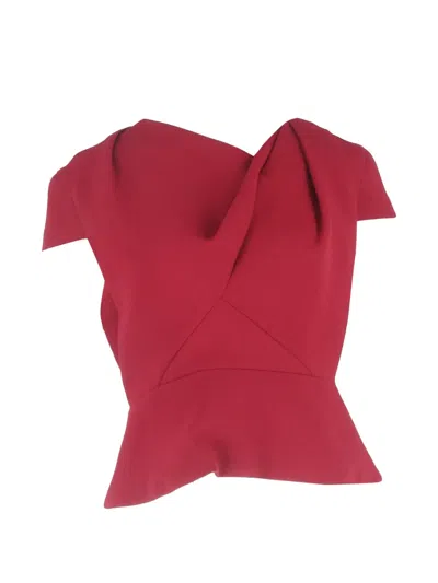 Pre-owned Roland Mouret Asymmetric Peplum Top In Red