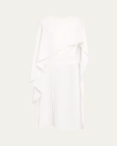 Roland Mouret Asymmetric Satin Crepe Cape Top In White