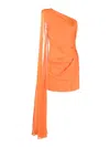 Roland Mouret Draped One-shoulder Silk Mini Dress In Naranja