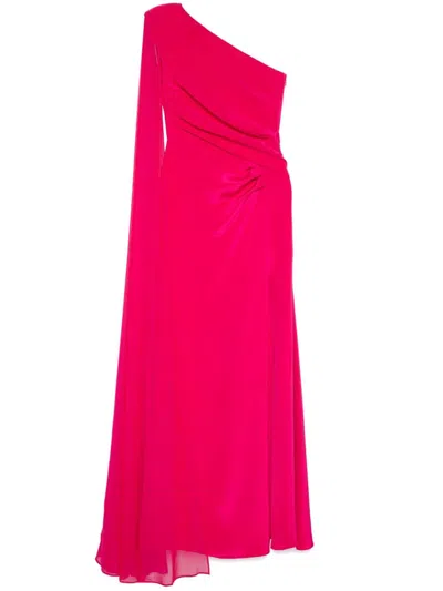 Roland Mouret Asymmetric Silk Gown In Pink